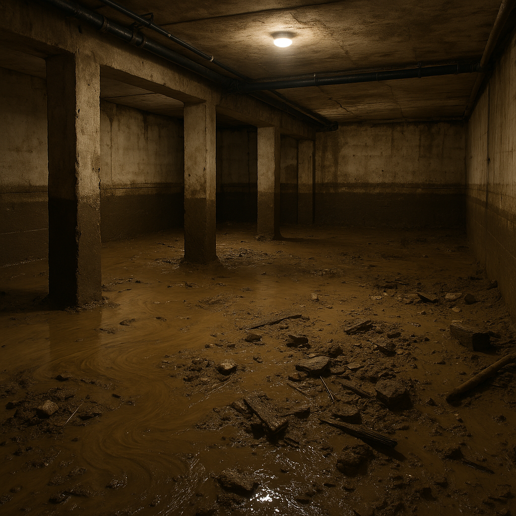 Avant — Cave après inondation - Immeuble Nevers