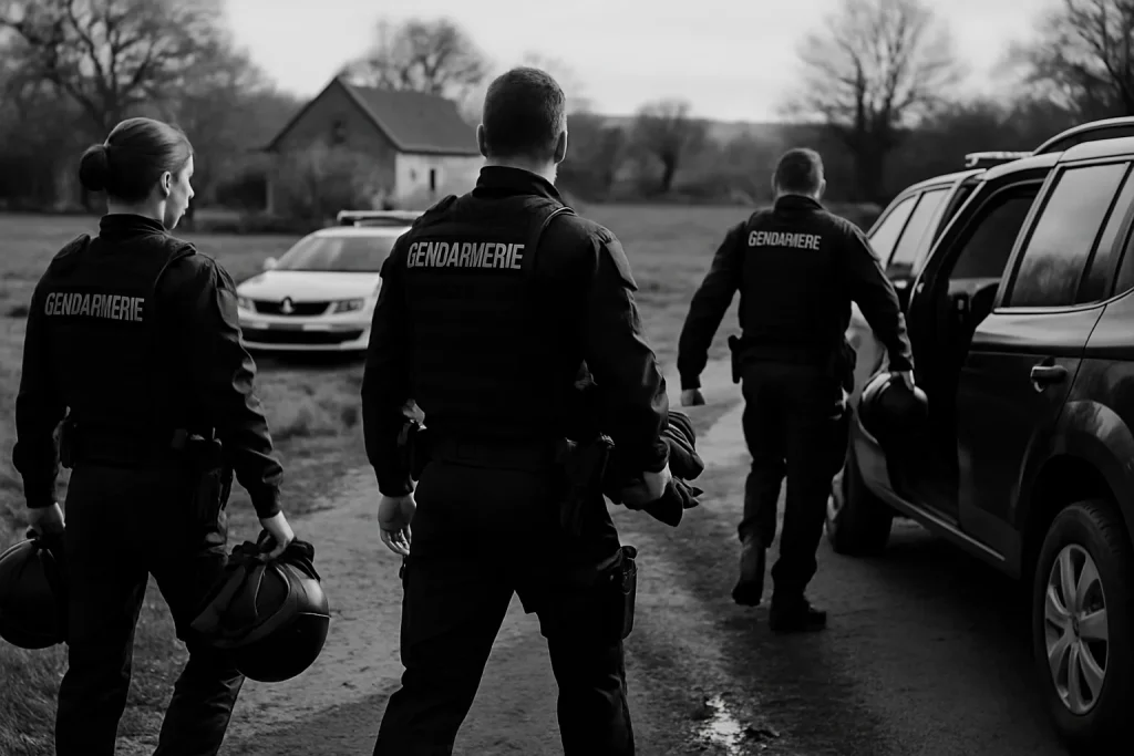 Équipe en uniforme prête à intervenir sur une scène en zone rurale nivernaise.